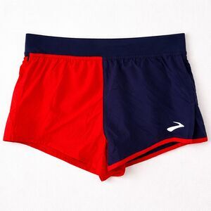Brooks Men's Sherpa 3" Split Shorts Size Small Navy Orange Run Running Lined